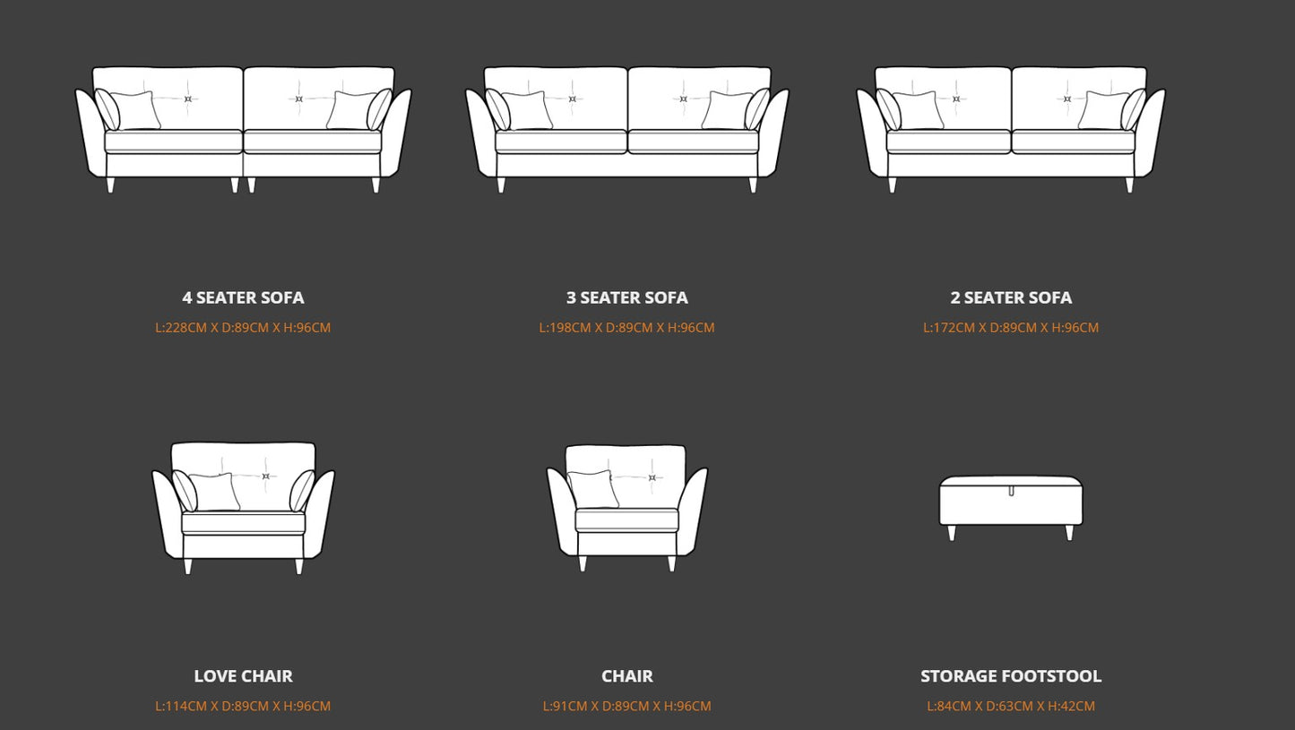Canterbury pillow arm sofa (multiple size/fabric options)
