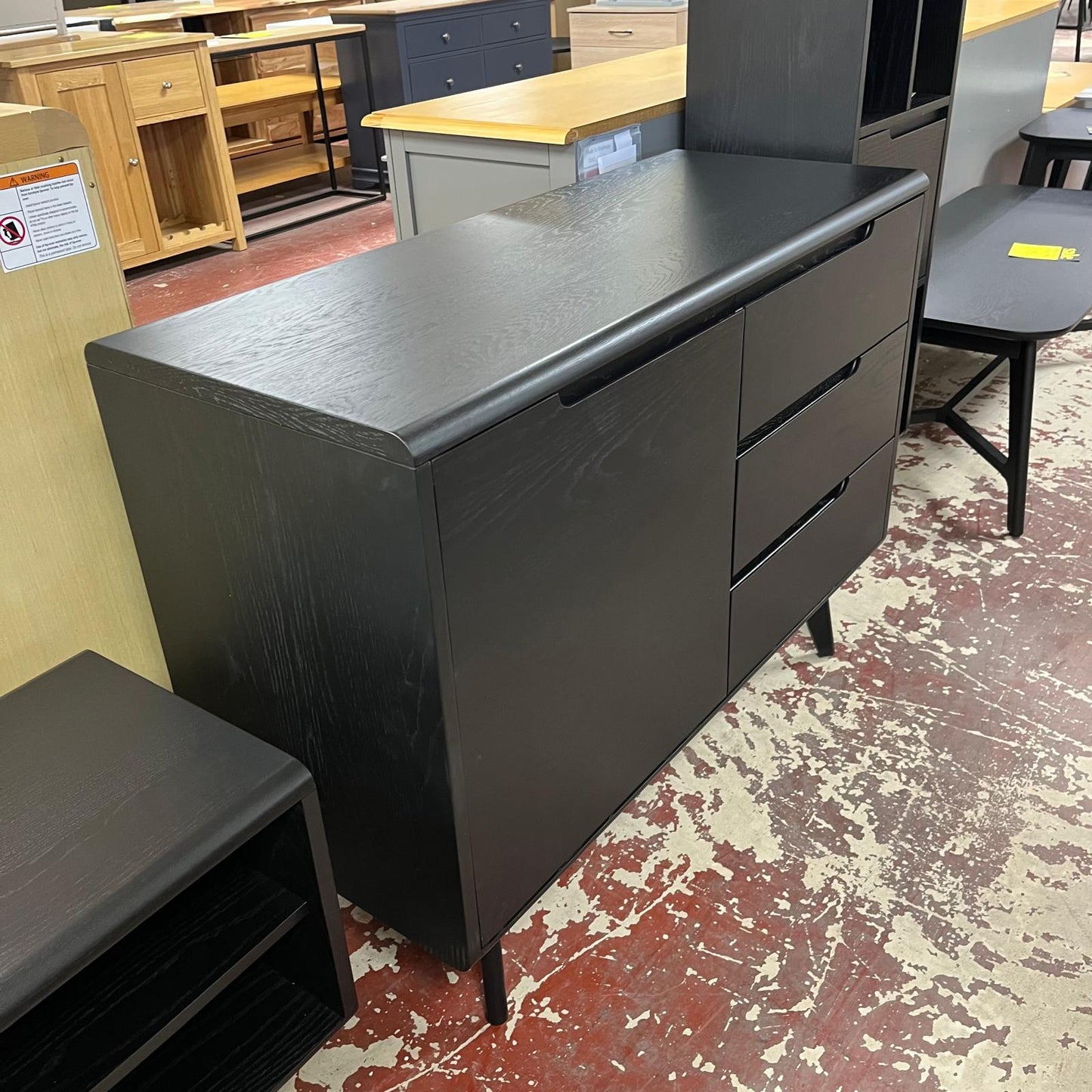 Carrington Small Sideboard 1 Door 3 Drawers Black Sheffield Discount Furniture