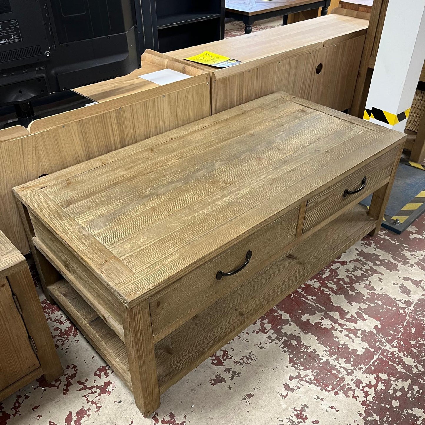 Wooden Coffee Table With 2 Drawers & Shelf Sheffield Discount Furniture