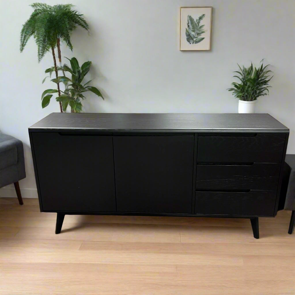 Carrington Lage Sideboard 2 Door 3 Drawer Black Sheffield Discount Furniture