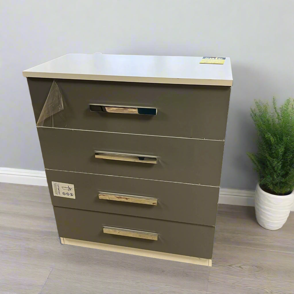 Chest Of 4 Drawers Grey And White Sheffield Discount Furniture
