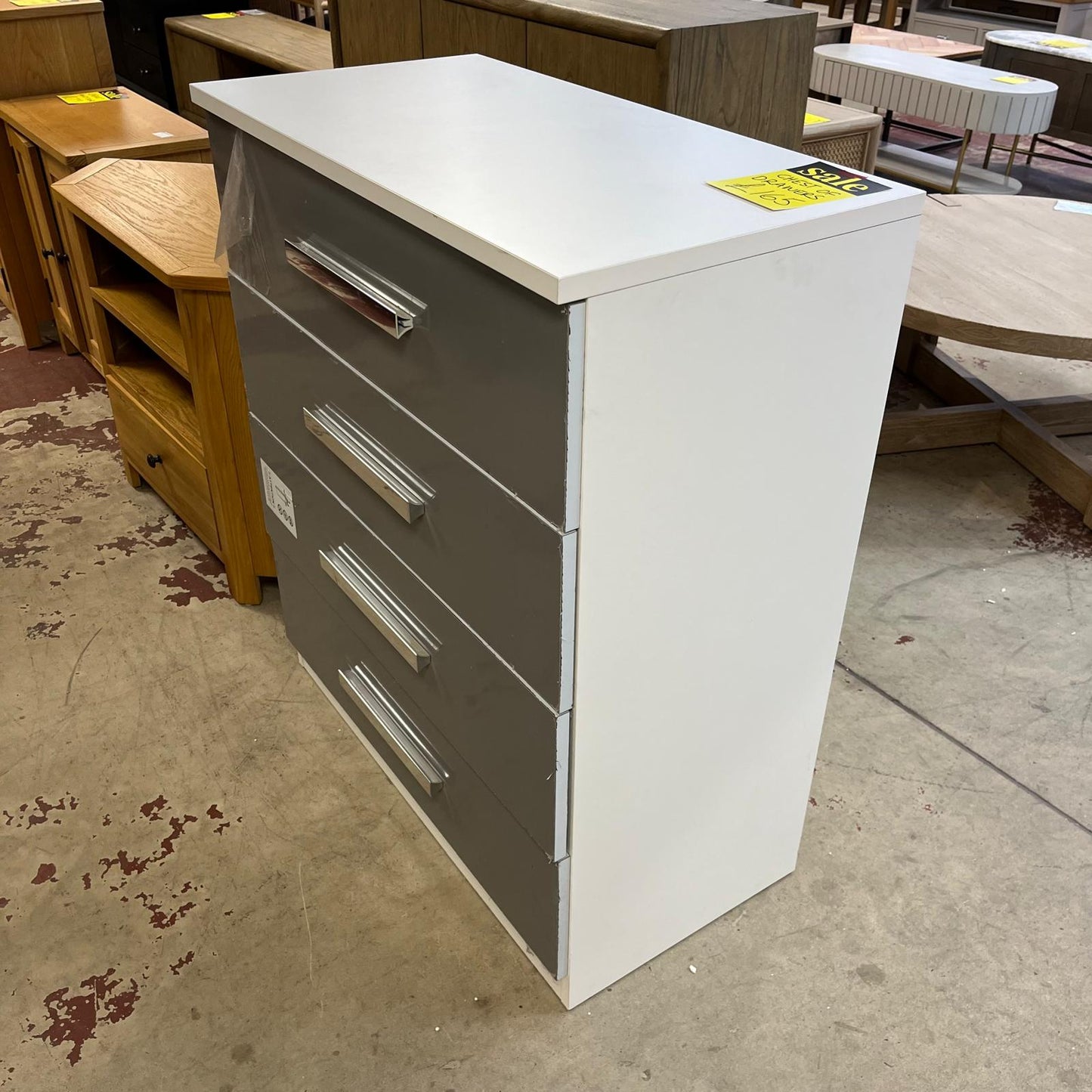 Chest Of 4 Drawers Grey And White Sheffield Discount Furniture