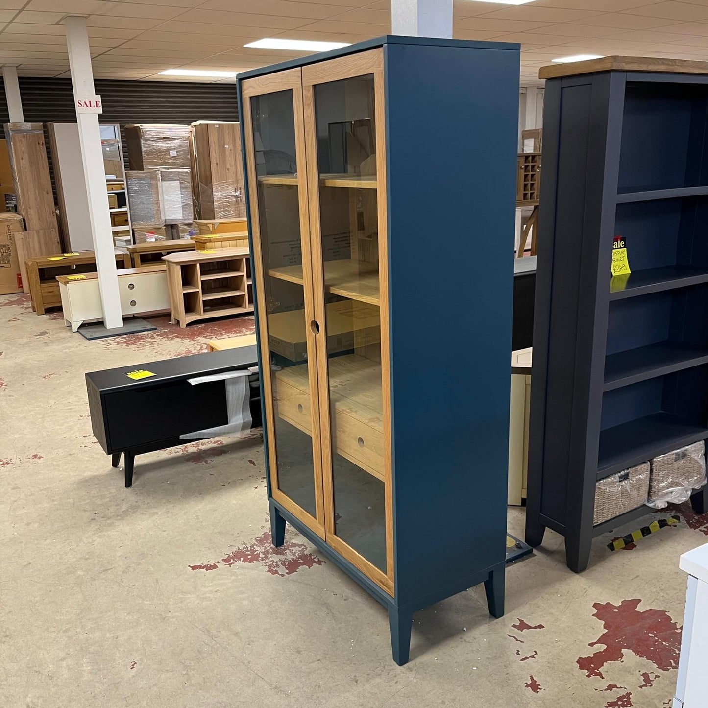 Display Cabinet Glazed With2 Doors And Drawers Sheffield Discount Furniture