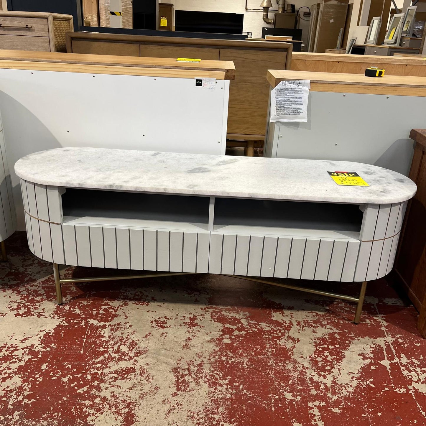 Wide TV Unit Rounded 2 Drawer Sheffield Discount Furniture