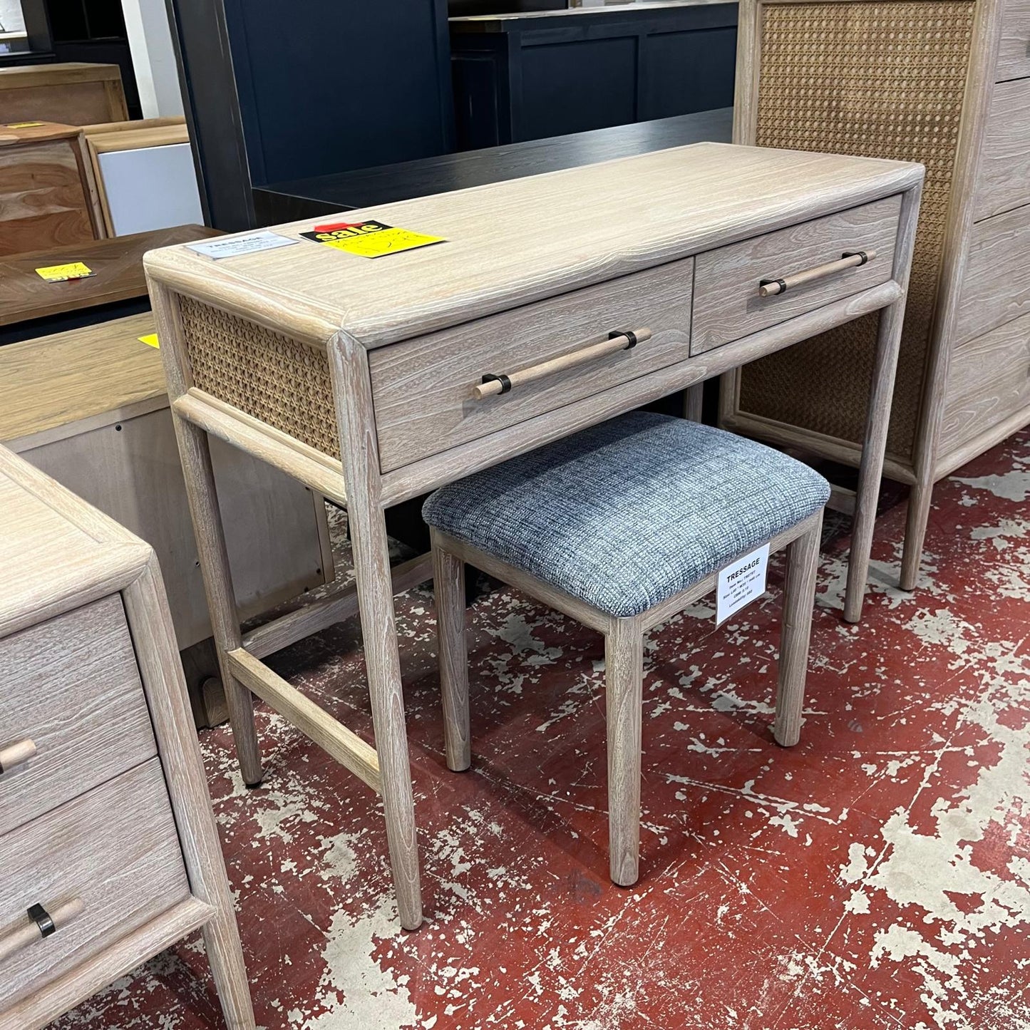 Tressage Desk And Stool Dressing Table Wood Sheffield Discount Furniture