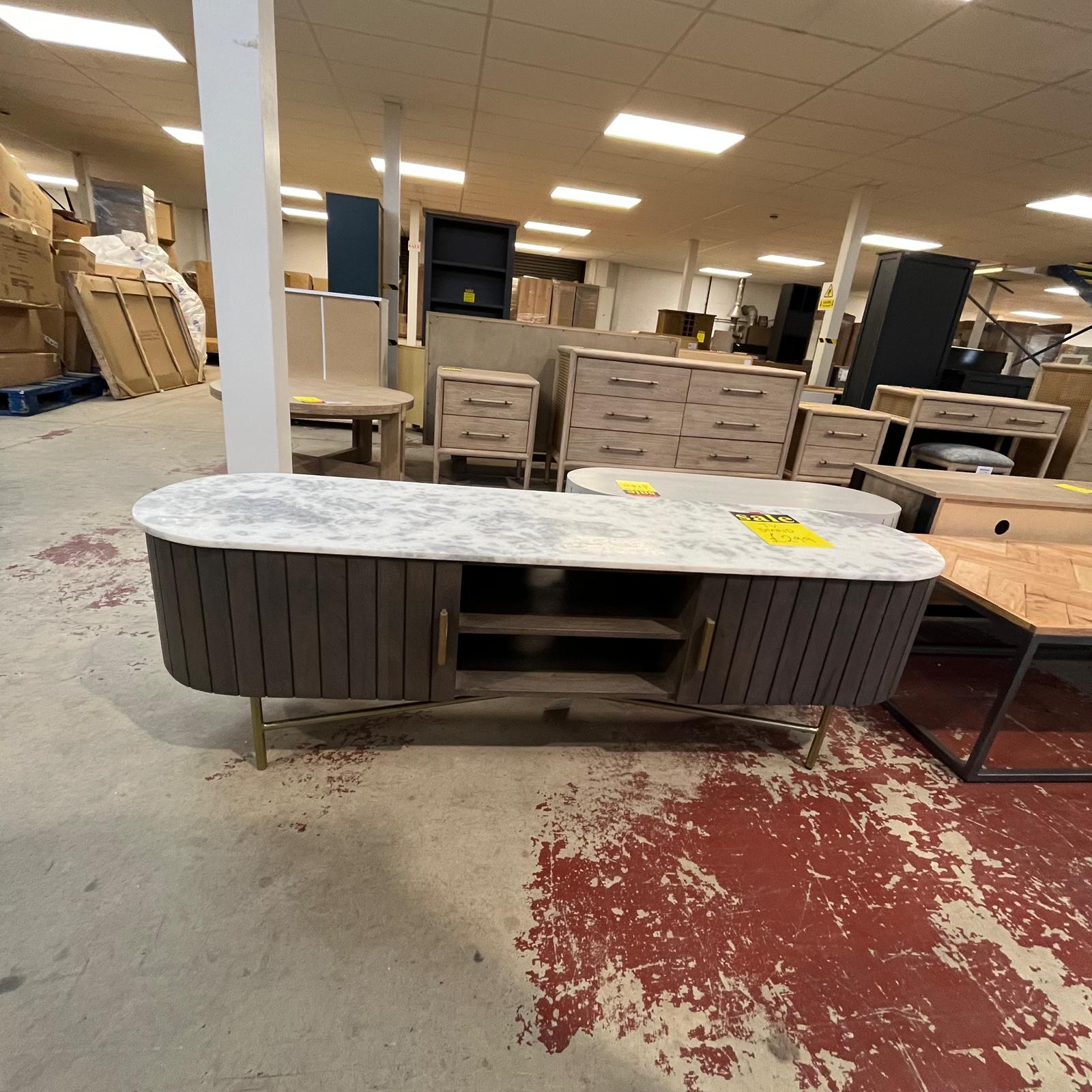 Curved Wide TV Unit With 2 Doors Sheffield Discount Furniture