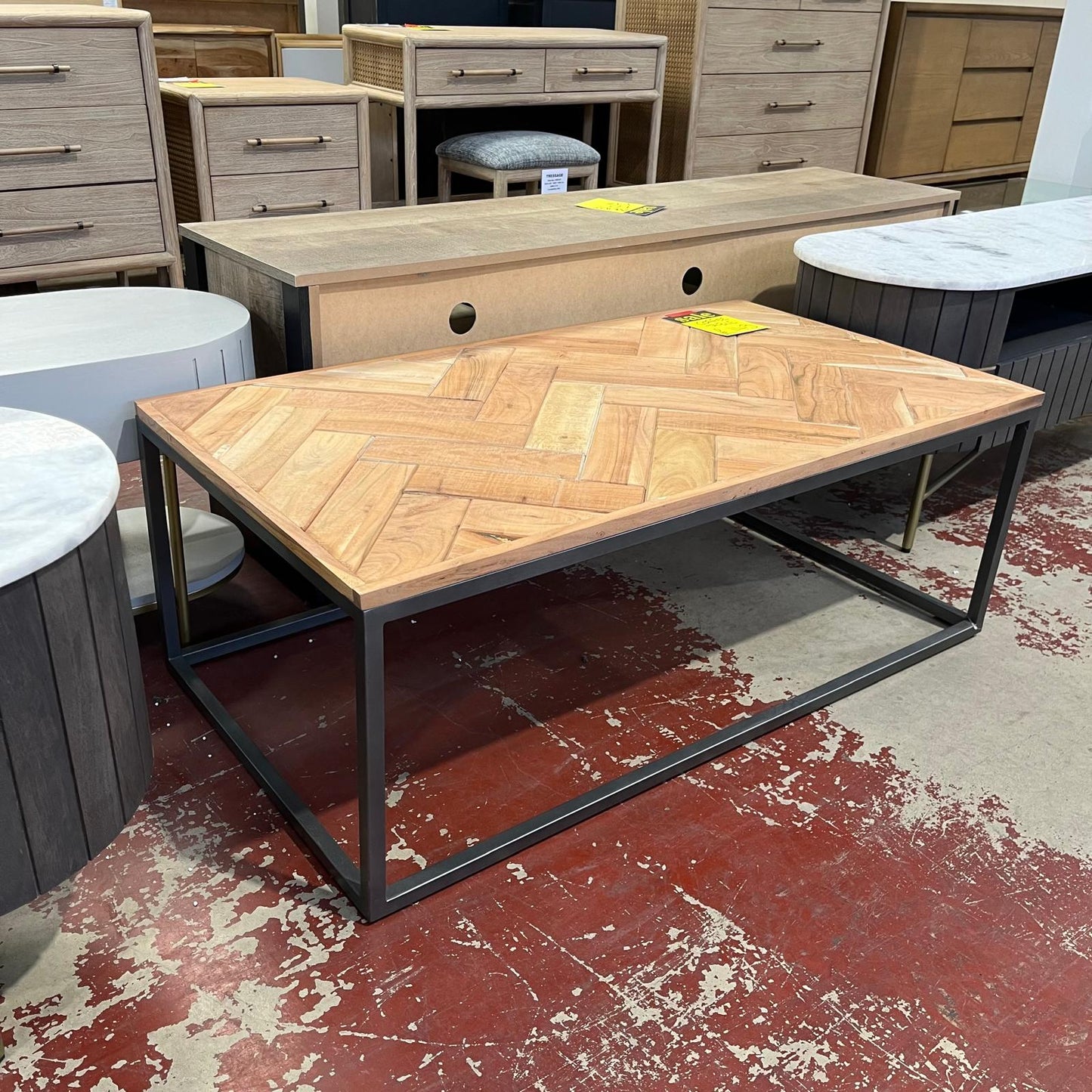 Chevron Wood Top Coffee Table Sheffield Discount Furniture