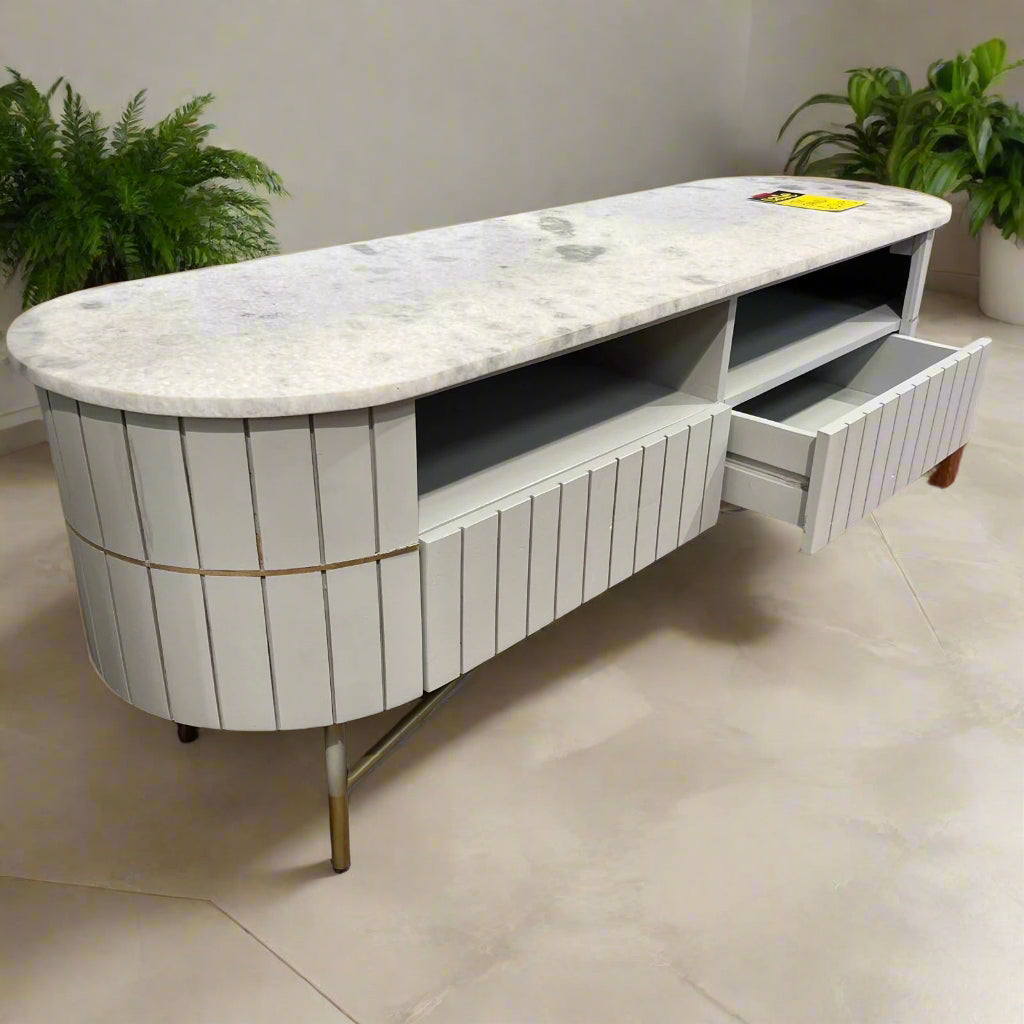 Wide TV Unit Rounded 2 Drawer Sheffield Discount Furniture