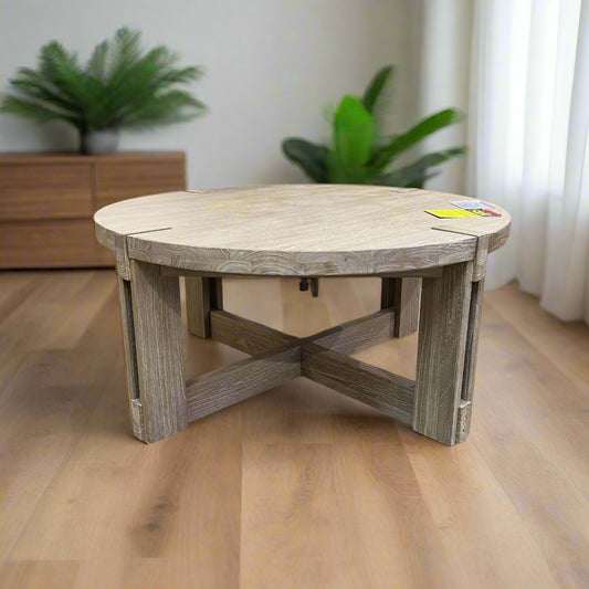 Deia Coffee Table Round Chunky Wood Sheffield Discount Furniture