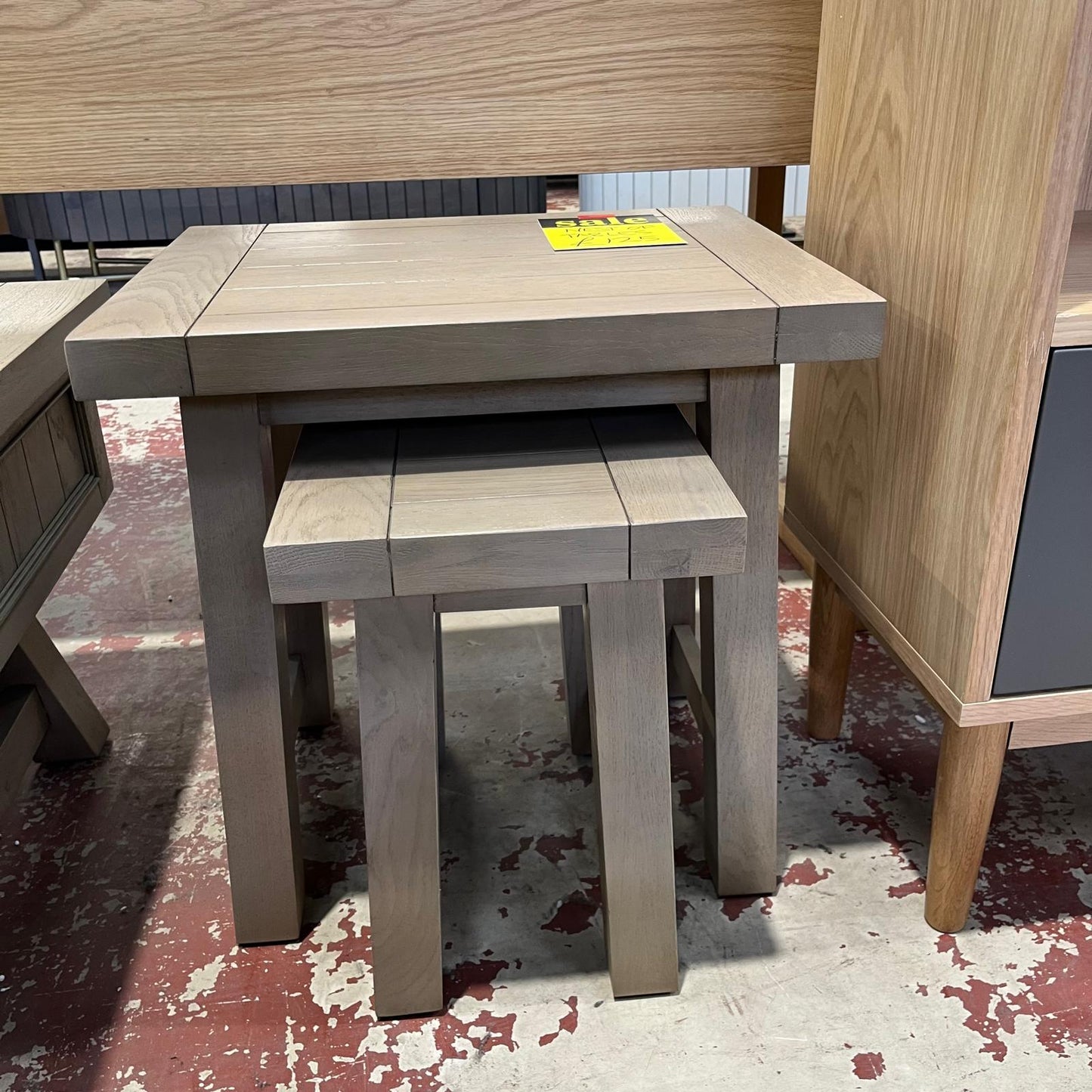 Nest Of 2 Tables Grey Wood Sheffield Discount Furniture