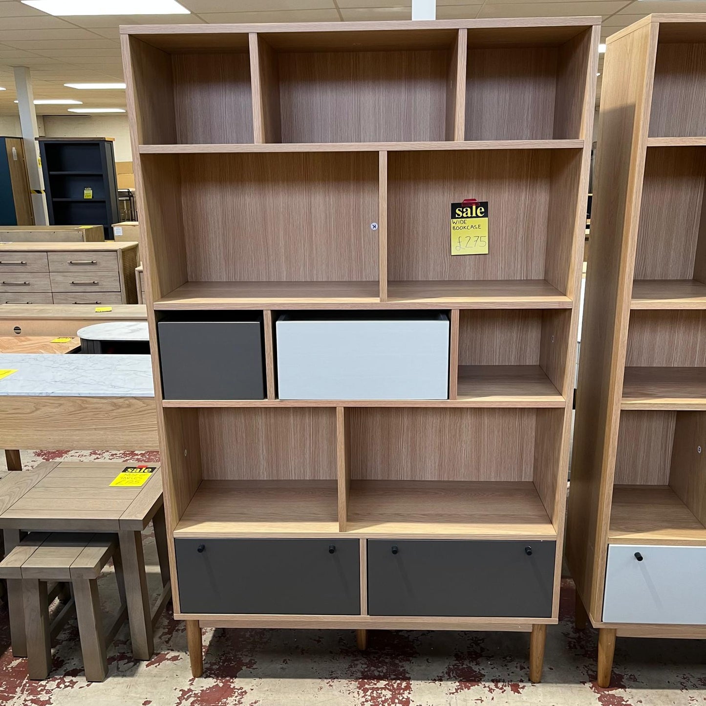 Wide Bookcase With Drawers And Baskets Sheffield Discount Furniture