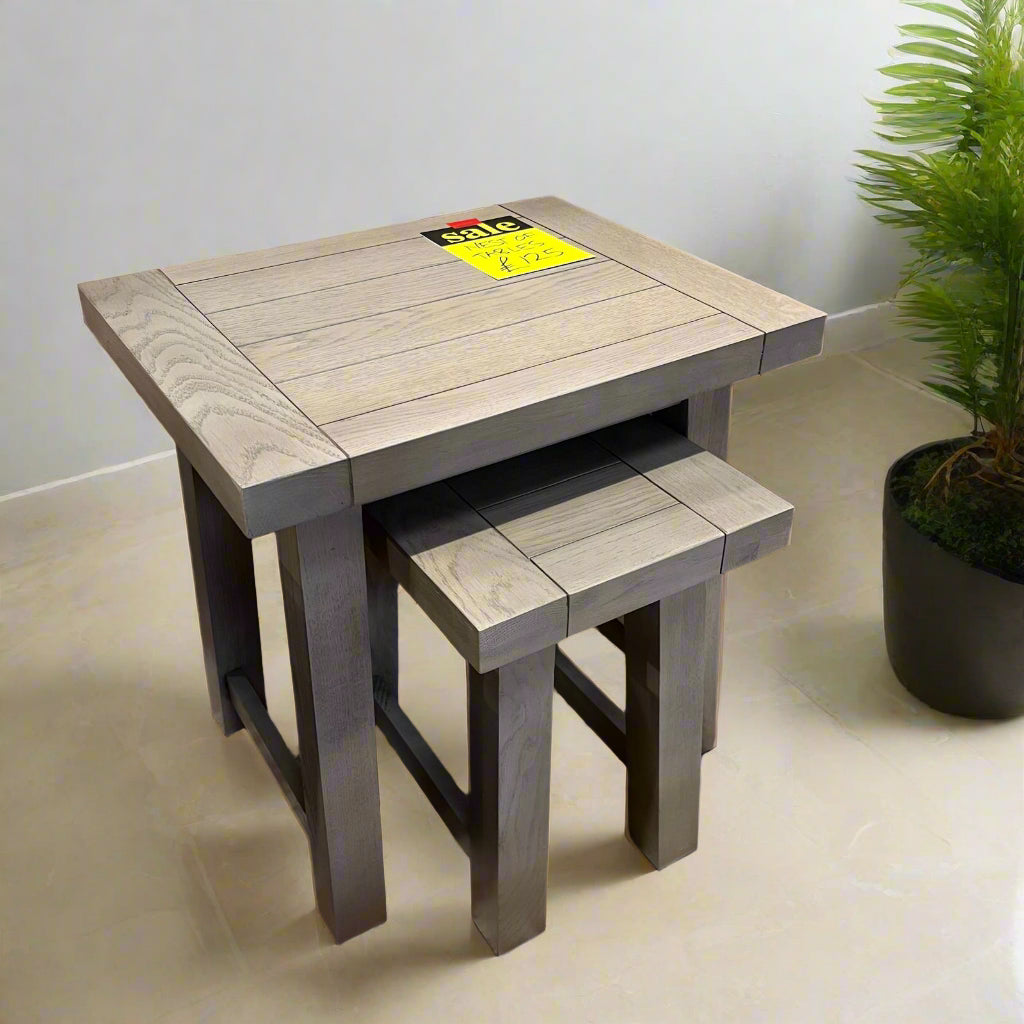 Nest Of 2 Tables Grey Wood Sheffield Discount Furniture