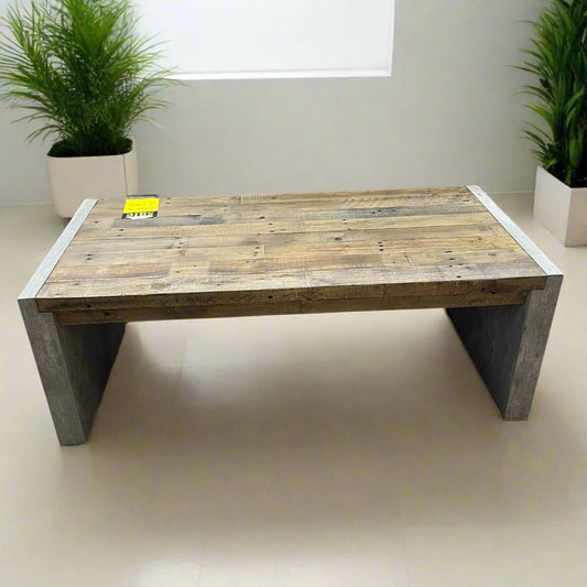 Rustic Coffee Table Concrete Sides With Wood Top Rectangle Sheffield Discount Furniture