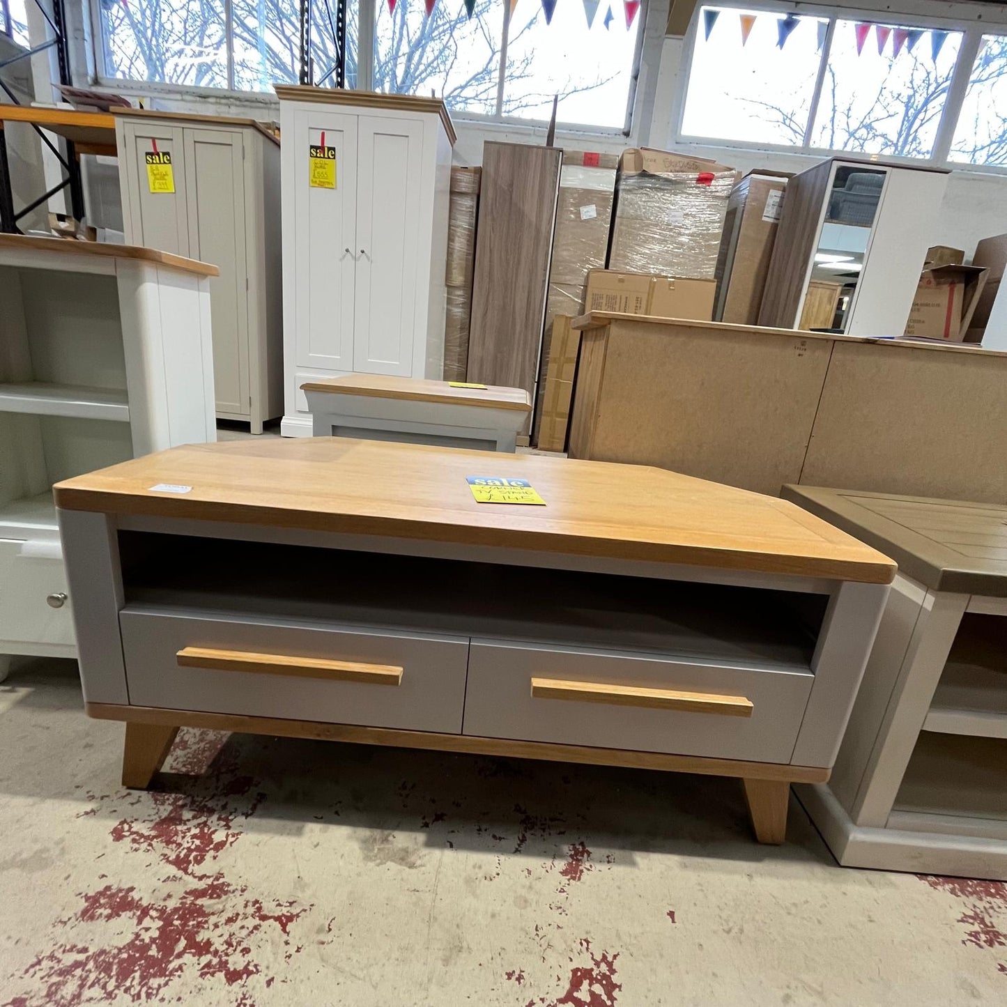 Low Corner TV Stand 2 Drawer And Shelf Sheffield Discount Furniture