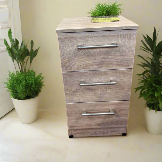 3 Drawer Bedside Cabinet Brown Sheffield Discount Furniture