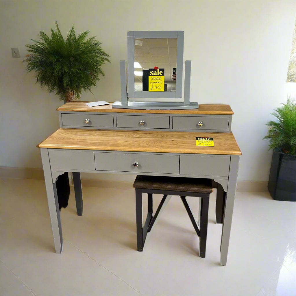Dressing Table 2 Tier 4 Drawer Grey With Oak Top Sheffield Discount Furniture