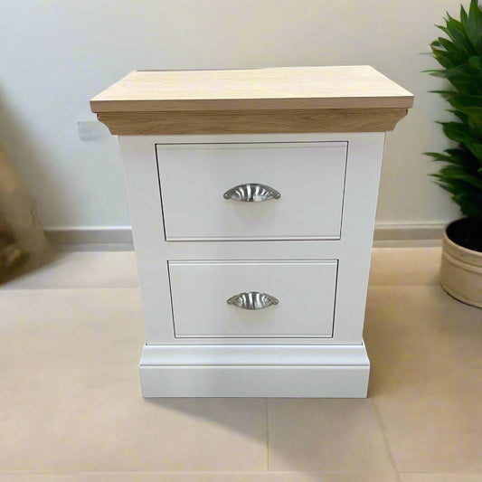 Bedside Cabinet 2 Drawer With Shell Handles Sheffield Discount Furniture