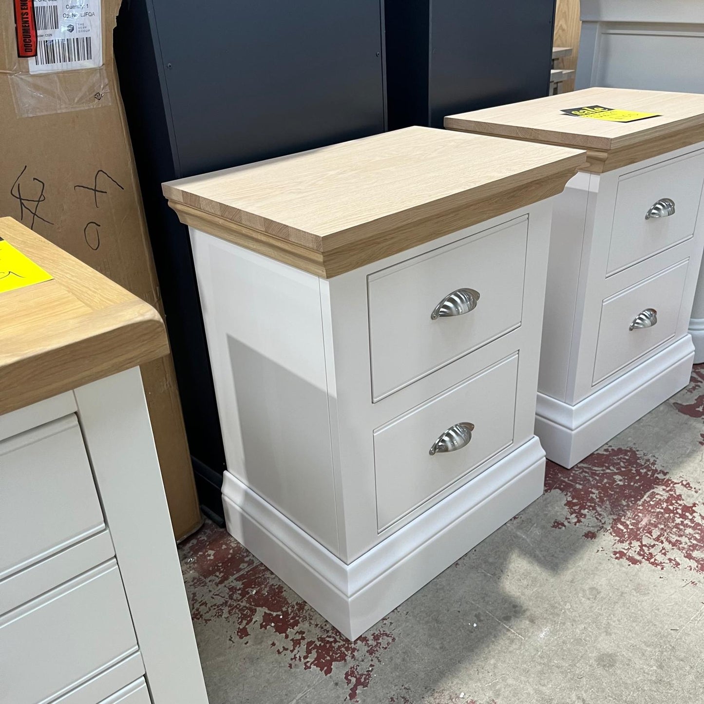 Bedside Cabinet 2 Drawer With Shell Handles Sheffield Discount Furniture