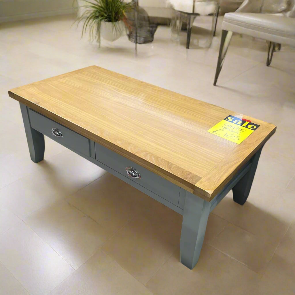 Coffee Table Rectangular Grey With Oak Colour Top Sheffield Discount Furniture