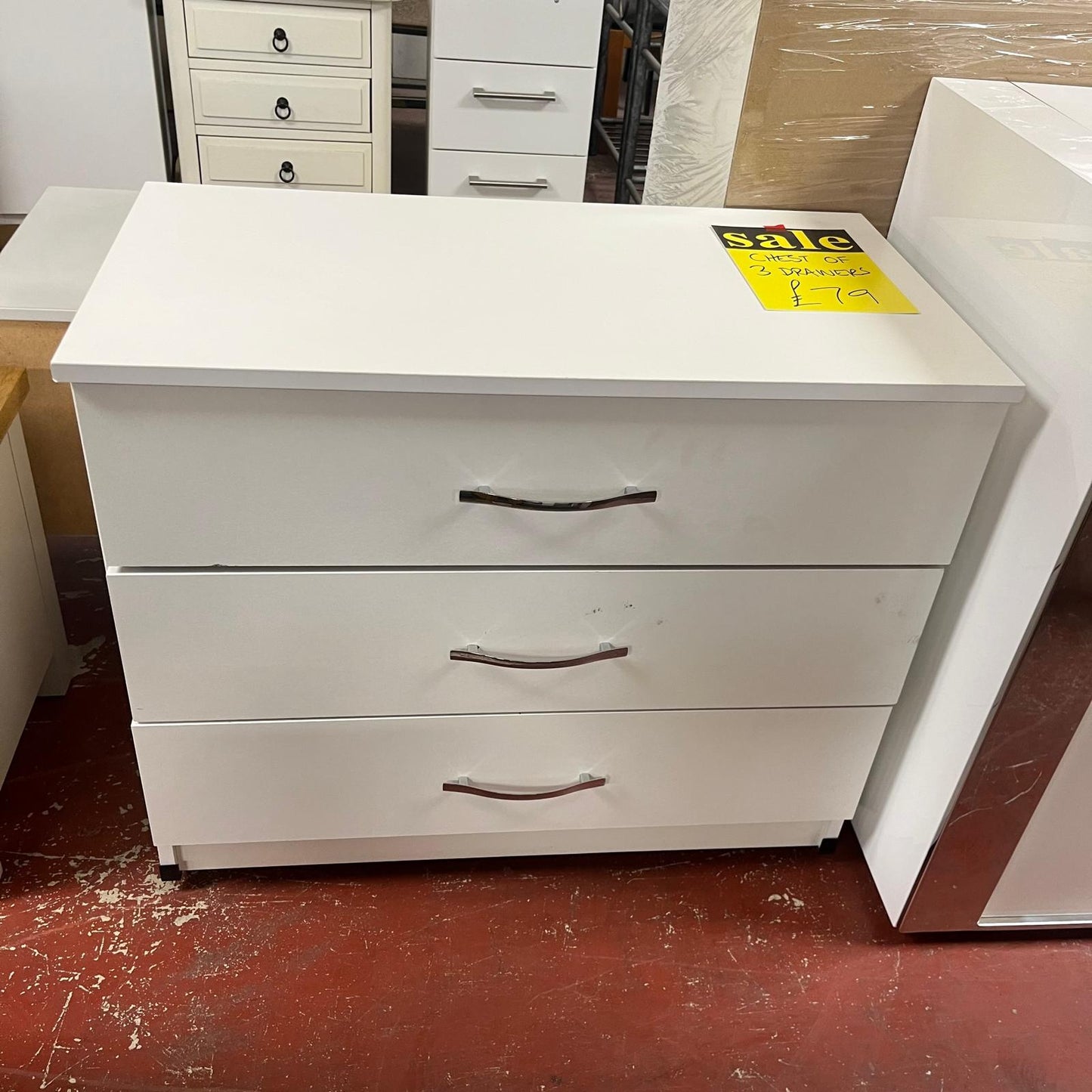 Chest Of 3 Drawers White Sheffield Discount Furniture
