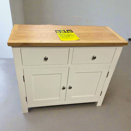 Small Sideboard White With Oak Top 2 Drawer 2 Door Sheffield Discount Furniture