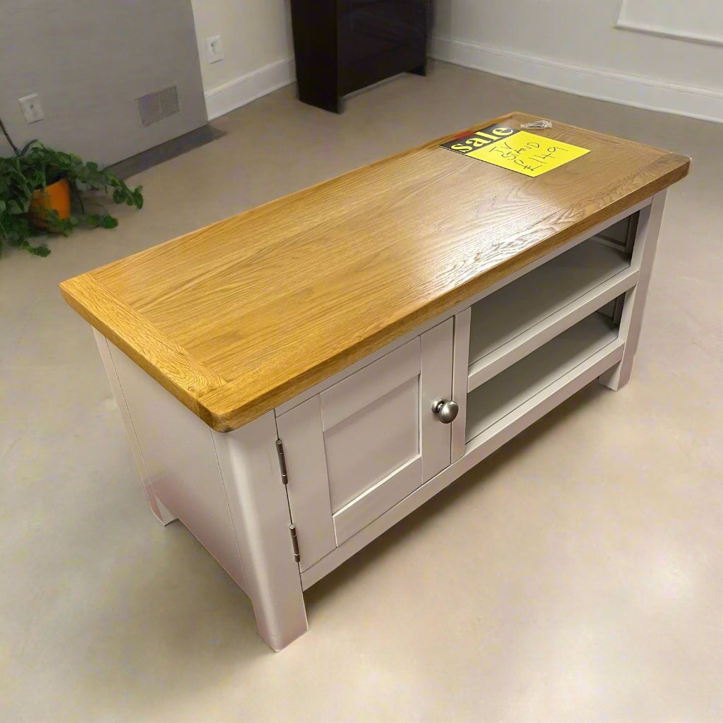 Small TV Unit Grey And Oak With 1 Door Sheffield Discount Furniture