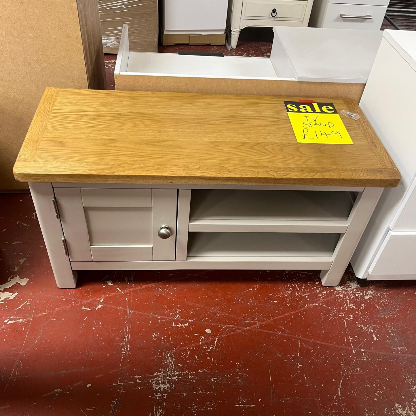 Small TV Unit Grey And Oak With 1 Door Sheffield Discount Furniture