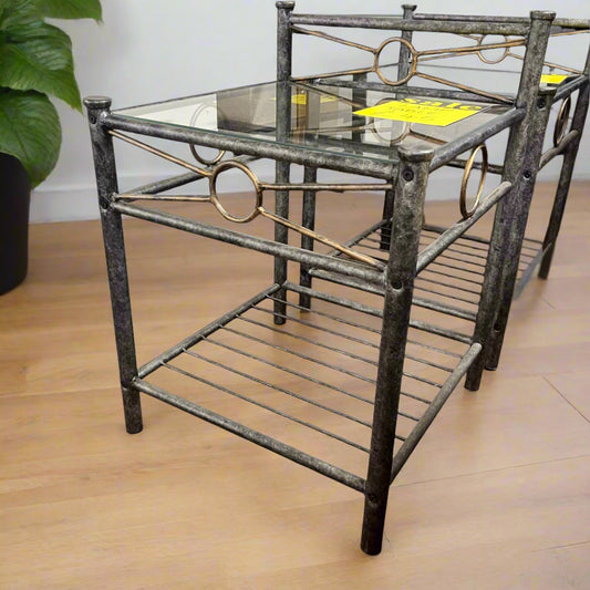 Glazed Lamp Table With Steel Frame Sheffield Discount Furniture