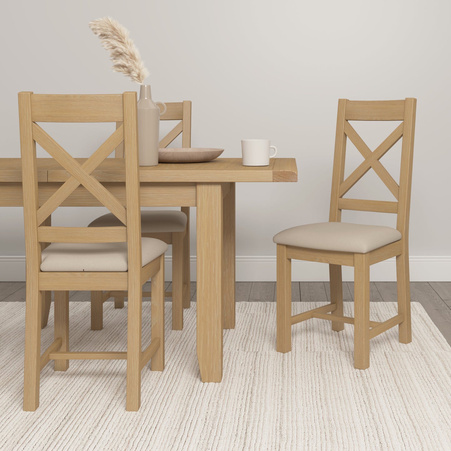Windi Large Extending Dining Table (Ivory/Oak/Grey)
