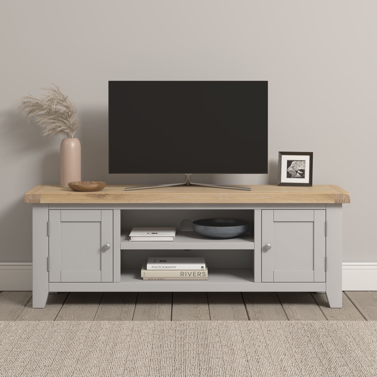 Windi Straight TV Unit (Oak/Grey/Ivory)