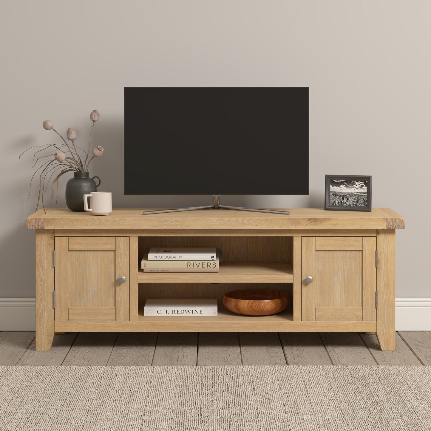 Windi Straight TV Unit (Grey/Ivory/Oak)