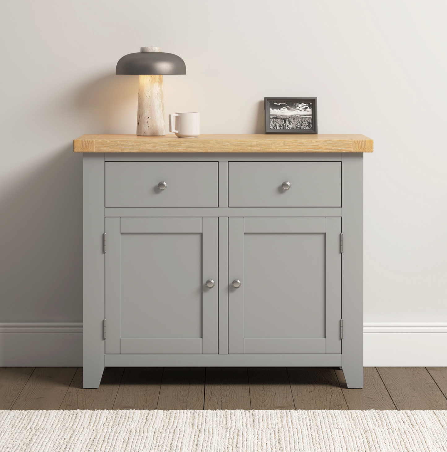 Windi 2 Door 2 Drawer Sideboard (Ivory/Oak/Grey)