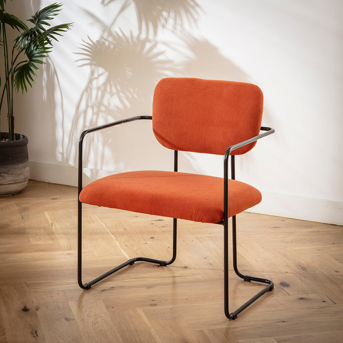 Sasha Cord Fabric Carver Dining Chair Terracotta Orange dining chair Such Comfort
