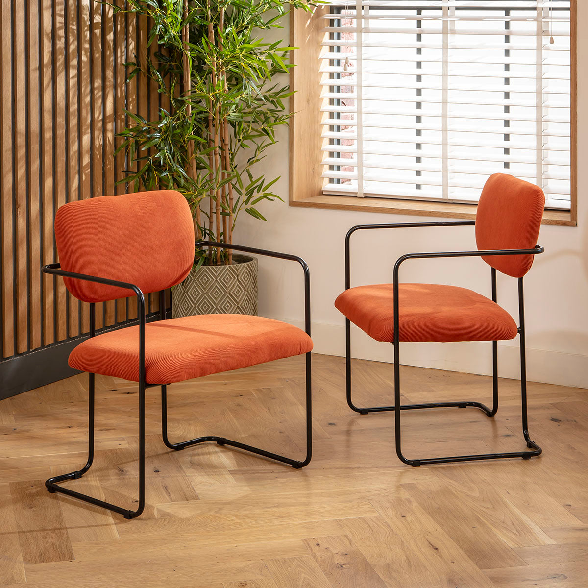 Sasha Cord Fabric Carver Dining Chair Terracotta Orange dining chair Such Comfort
