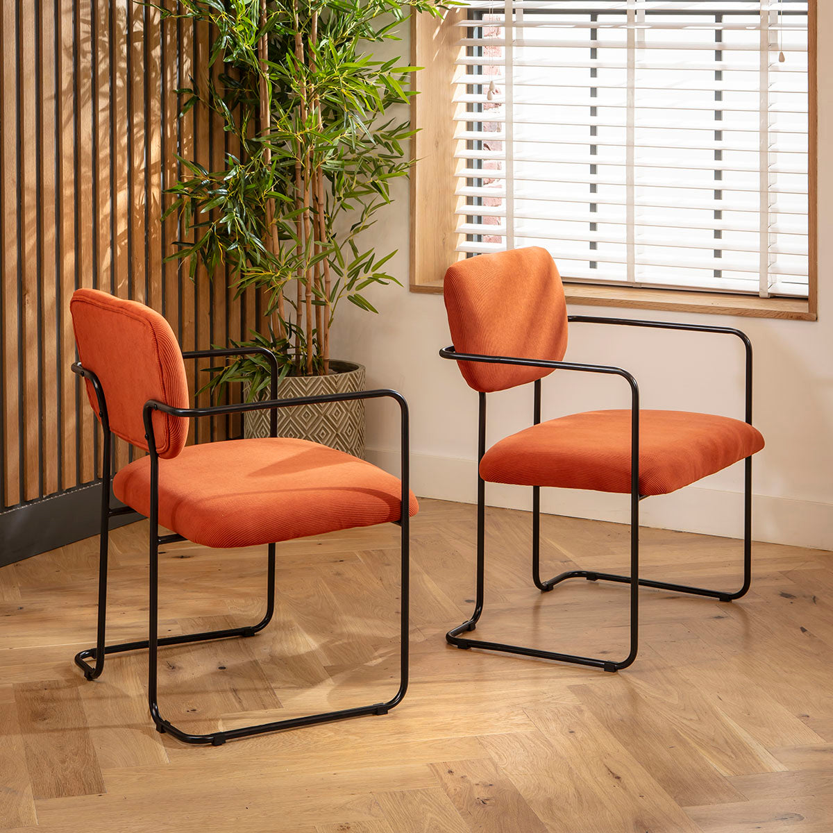 Sasha Cord Fabric Carver Dining Chair Terracotta Orange dining chair Such Comfort
