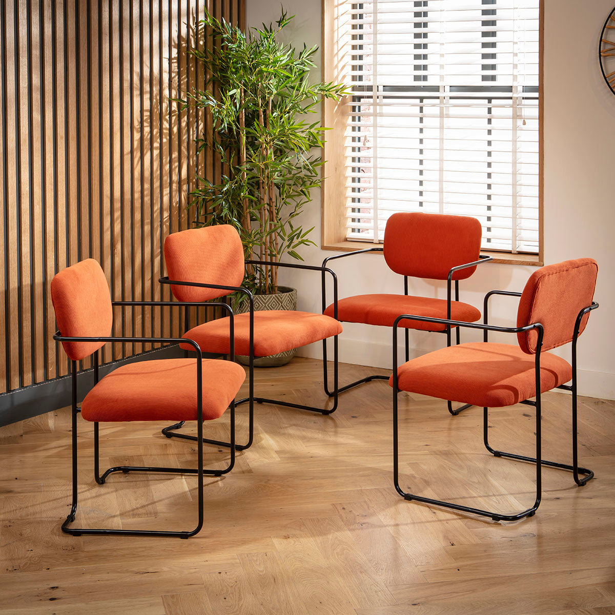 Sasha Cord Fabric Carver Dining Chair Terracotta Orange dining chair Such Comfort
