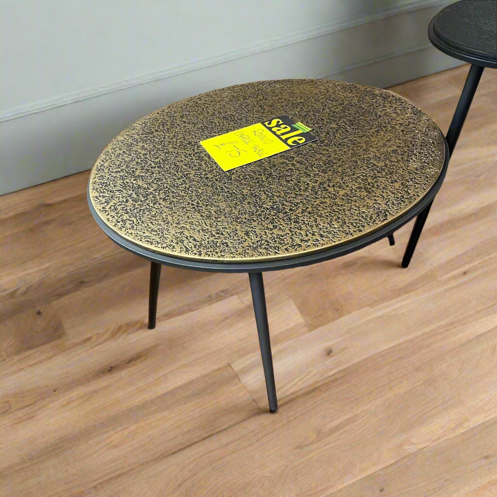 Round Coffee Table Black And Gold Effect Sheffield Discount Furniture