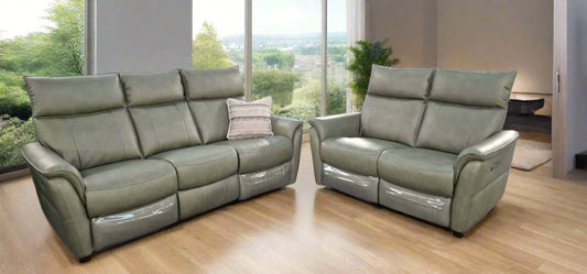 Cerano 3 & 2 Seater Power Recliner Sofa Set Green Sheffield Discount Furniture