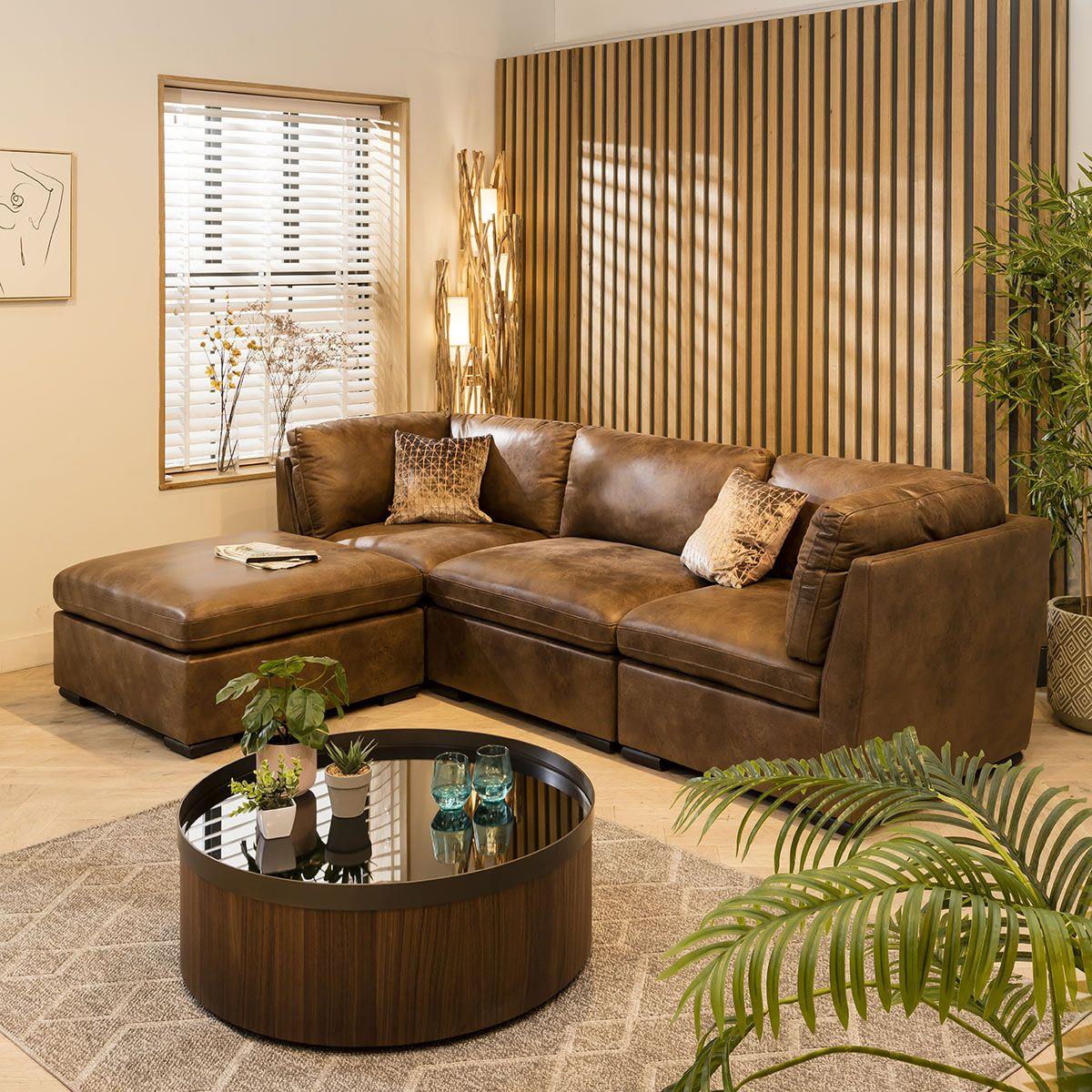 Charlotte 3 Seater Modular Sofa Brown 285x190cm 2L Sheffield Discount Furniture