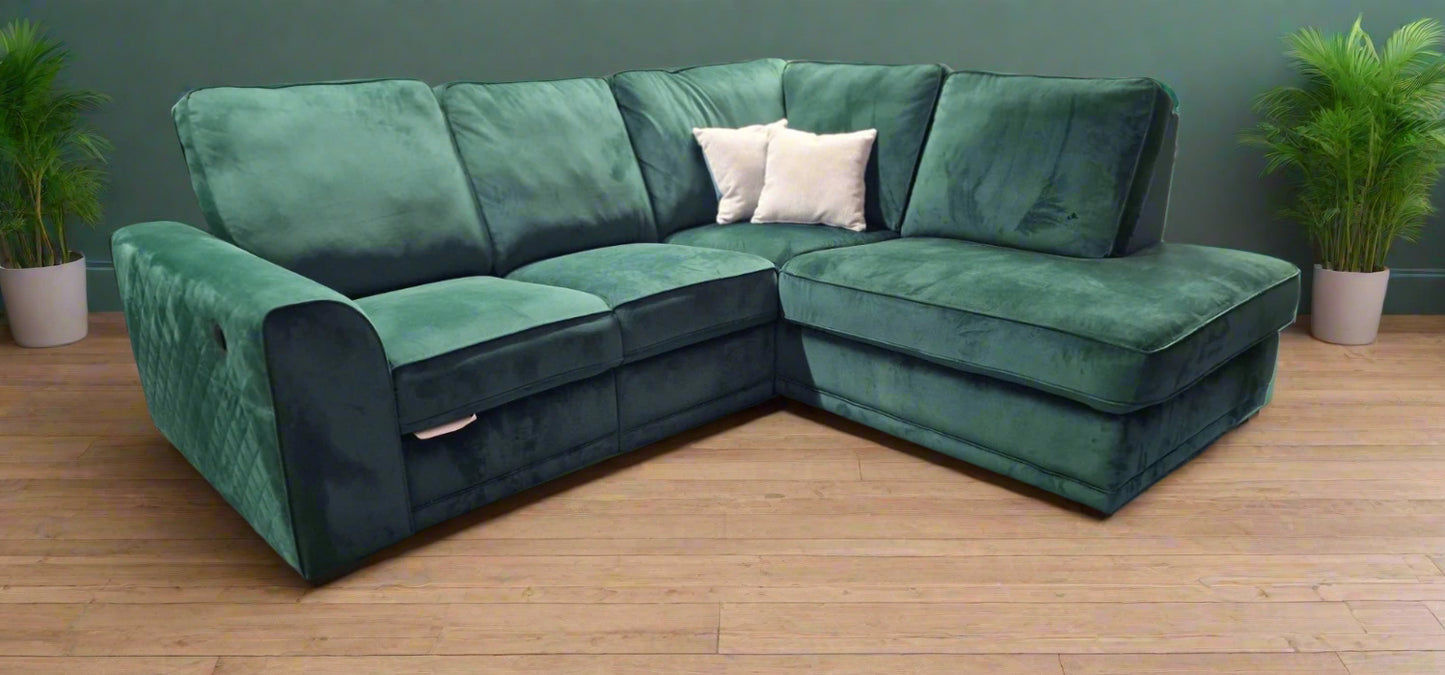 Recliner Corner Sofa Green With Chaise Sheffield Discount Furniture