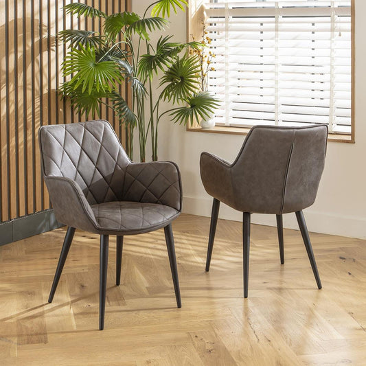 2 Mia Carver Dining Chairs with Arms Dark Grey Sheffield Discount Furniture
