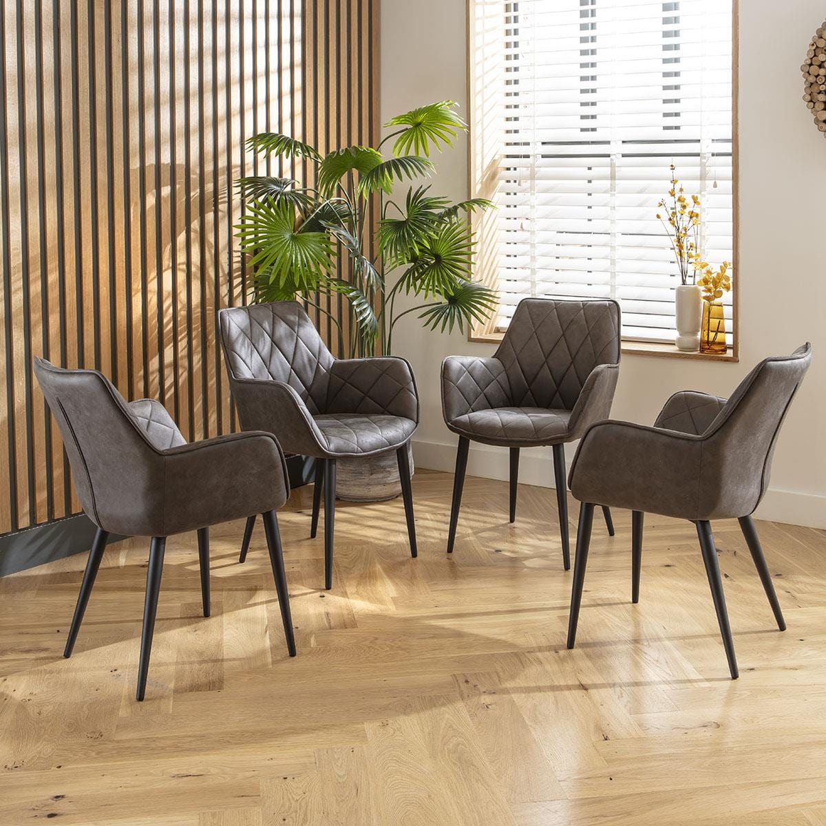 4 Mia Carver Dining Chairs with Arms Dark Grey Sheffield Discount Furniture