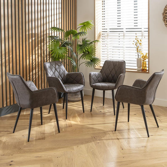 4 Mia Carver Dining Chairs with Arms Dark Grey Sheffield Discount Furniture