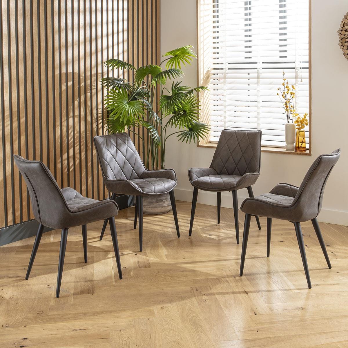 4 Mollie Fabric Dining Chairs Dark Grey Sheffield Discount Furniture