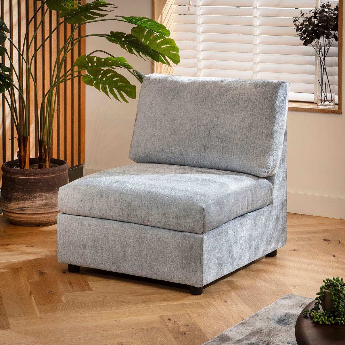 Sophie 4 Seater Modular Sofa Blue Chenille 320x80cm 16