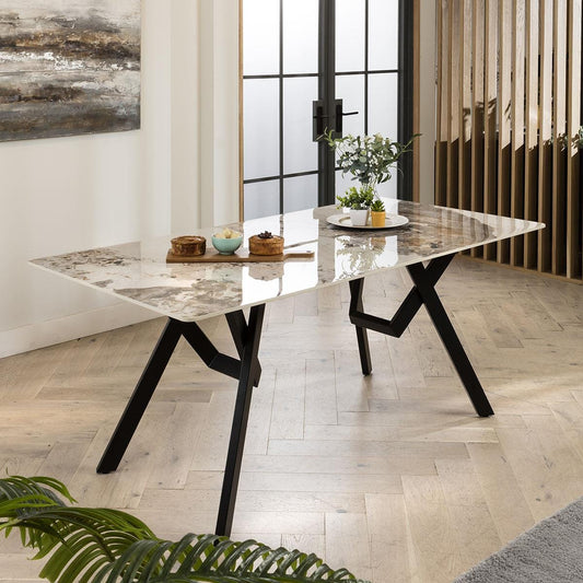 Aldgate 6 Seater Ceramic Dining Table Black White Sheffield Discount Furniture