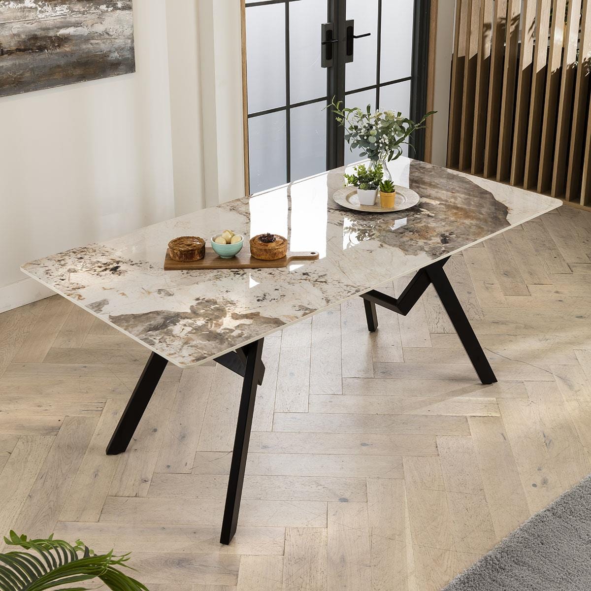 Aldgate 6 Seater Ceramic Dining Table Black White Sheffield Discount Furniture
