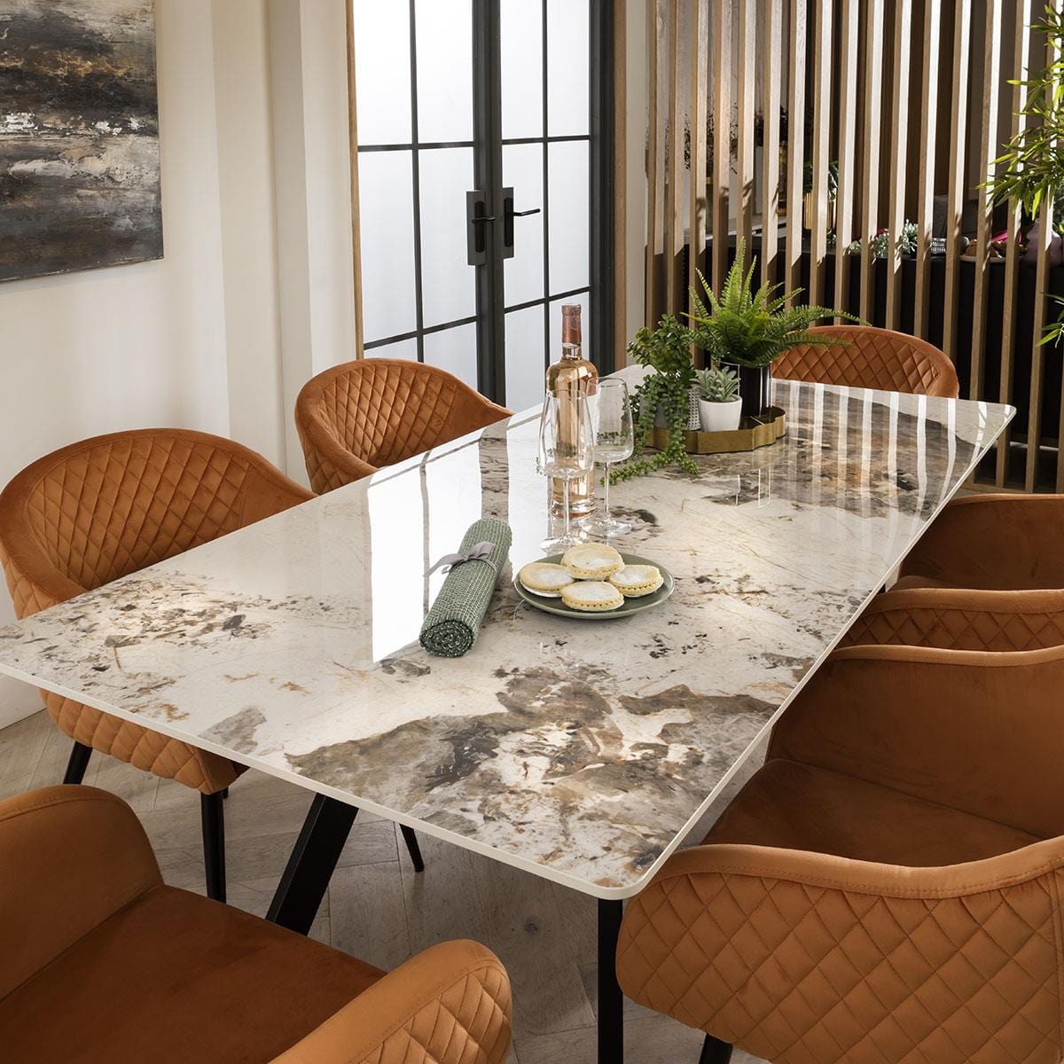 Aldgate 6 Seater Ceramic Dining Table Black White Sheffield Discount Furniture