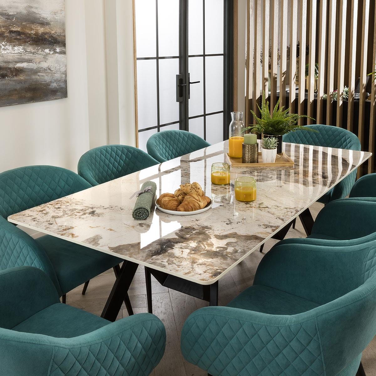Aldgate 6 Seater Ceramic Dining Table Black White Sheffield Discount Furniture