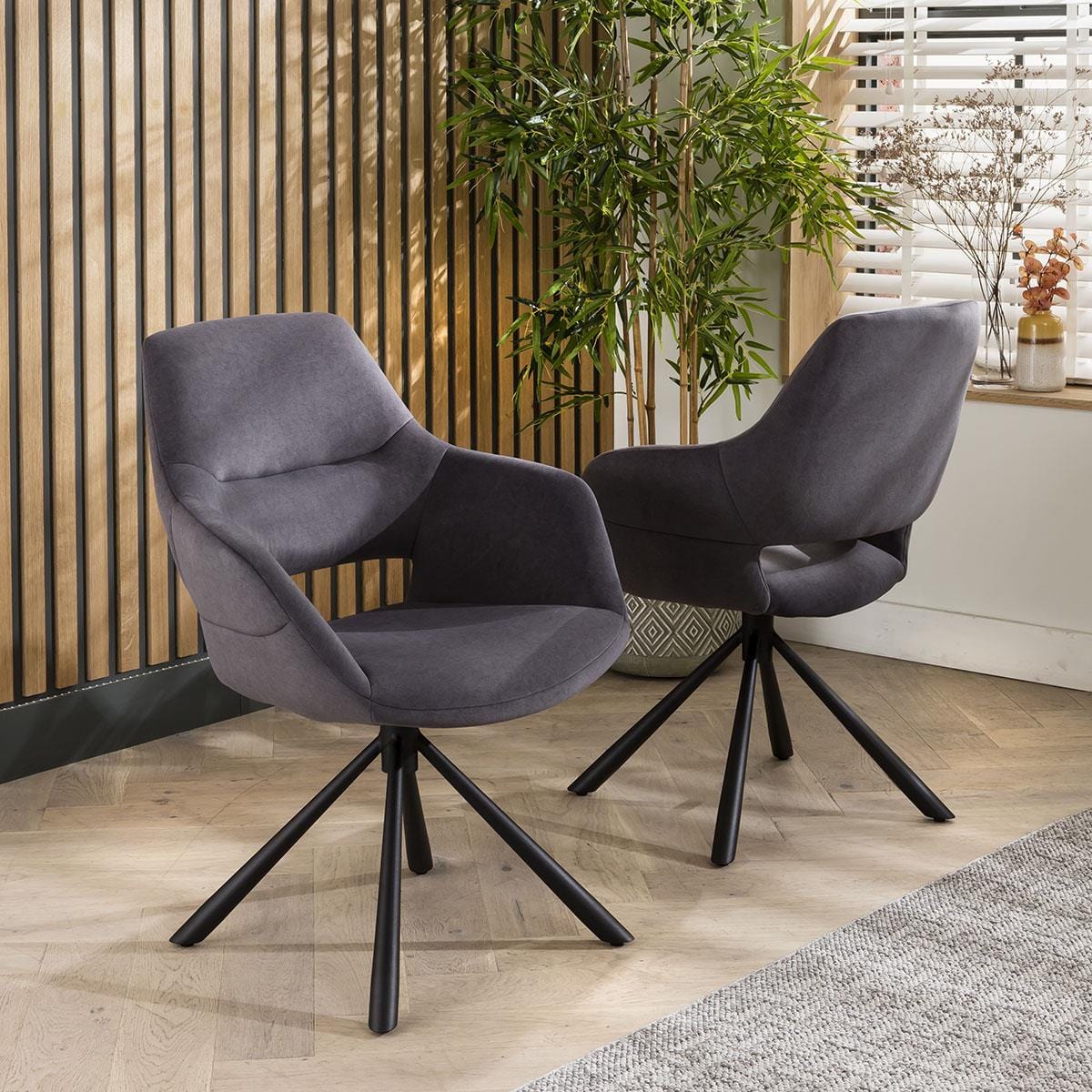 Davina Swivel Velvet Dining Chair Grey